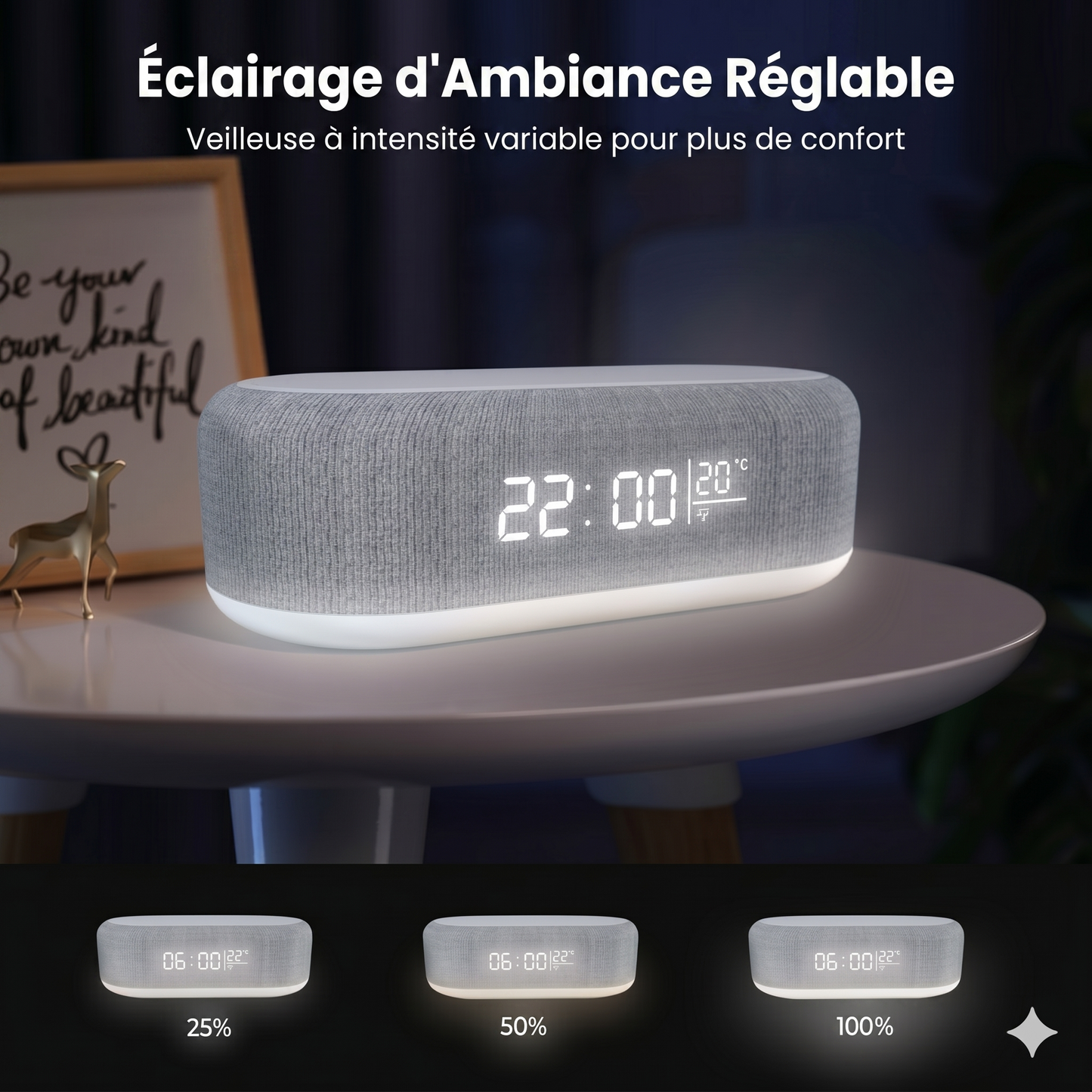 Station de Charge 6-en-1 25W – Horloge, Enceinte & Veilleuse