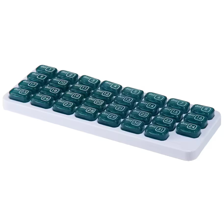Pilulier mensuel 31 jours VigorCare™ - Boîte à médicaments mensuelle avec compartiments amovibles