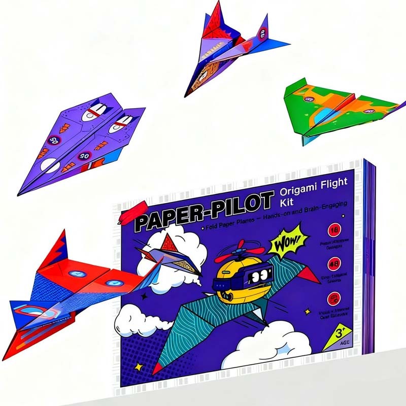 VaraLiving™ Kit DIY Avions en Papier (16 Pièces) | Avions en Origami Colorés Multi-Motifs pour Enfants