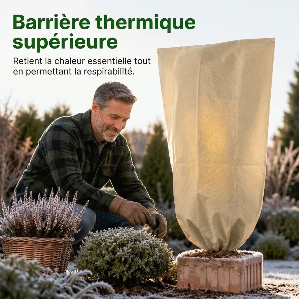 Housse d'hivernage pour plantes OmniLiving™ | Tissu non-tissé résistant avec cordon de serrage