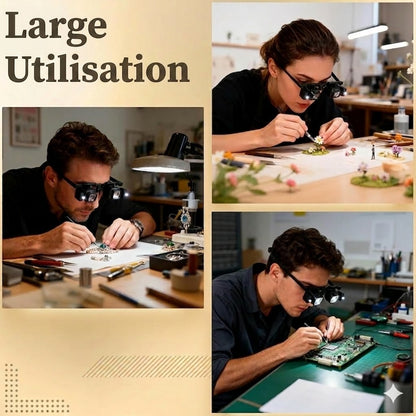 Lunettes Loupes de Précision avec Éclairage LED – Mains Libres (Lentilles Interchangeables)
