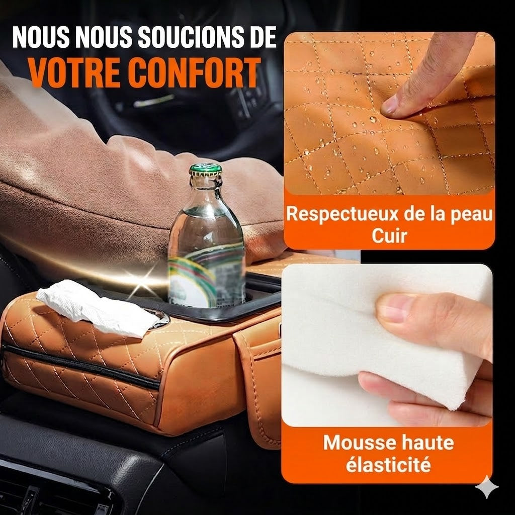 Coussin d'Accoudoir Central Multifonction – Confort Ergonomique & Rangement