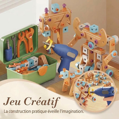 Ensemble d'outils et perceuse pour enfants OmniLiving™ (kit de construction créatif avec mallette)