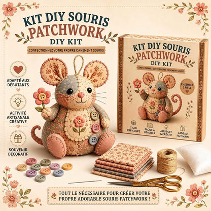 Kit de Couture Souris en Peluche Rétro – Fait Main