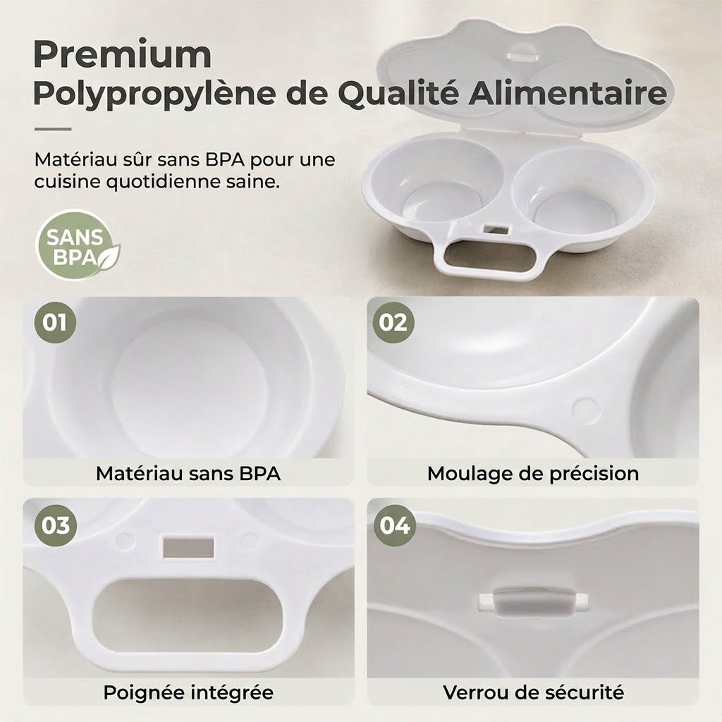 Cuiseur à œufs pour micro-ondes intelligent avec couvercle OmniLiving™
