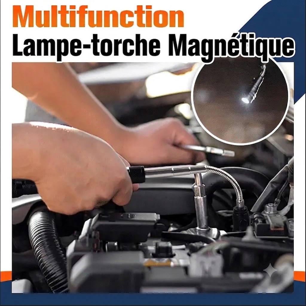 Lampe torche télescopique magnétique à LED - Flexible 360°