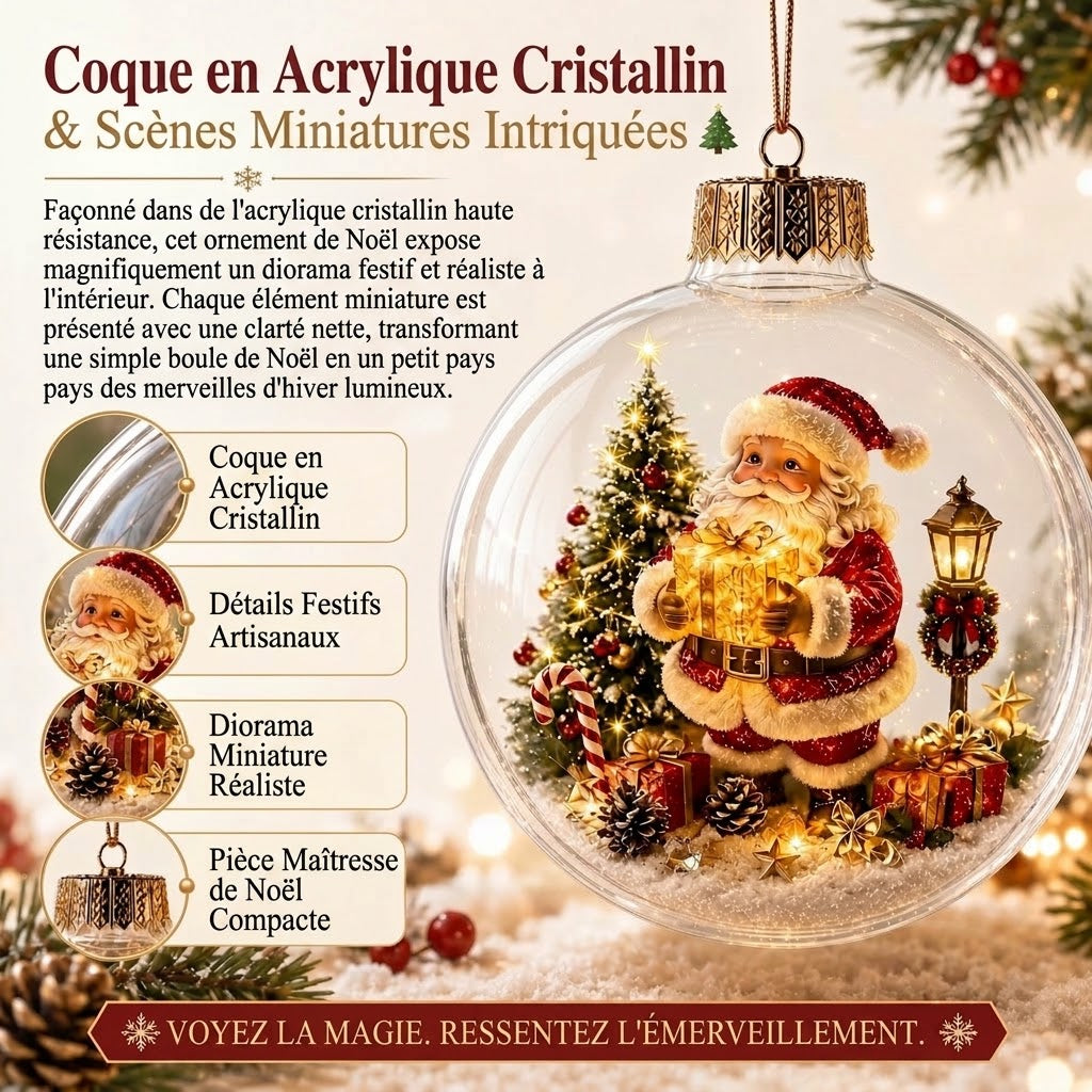 Décoration diorama de Noël lumineux OmniLiving™ | Monde d'hiver miniature avec éclairage LED