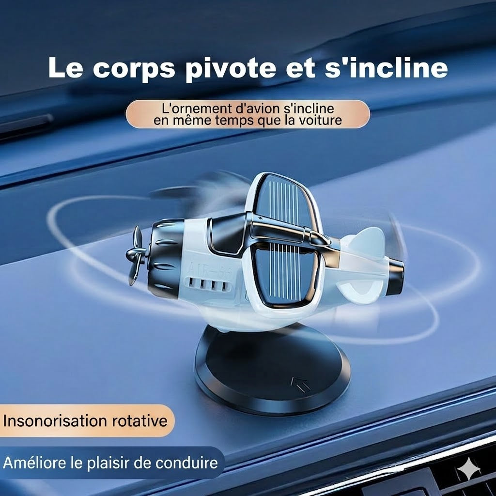 Avion Solaire Rotatif – Déco de Voiture