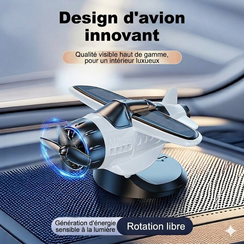 Avion Solaire Rotatif – Déco de Voiture