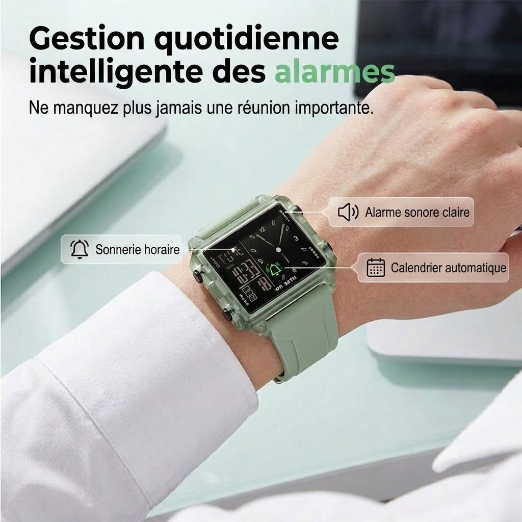SilkEase™ Montre Digitale Transparente | Étanche 50M & Double Affichage Lumineux