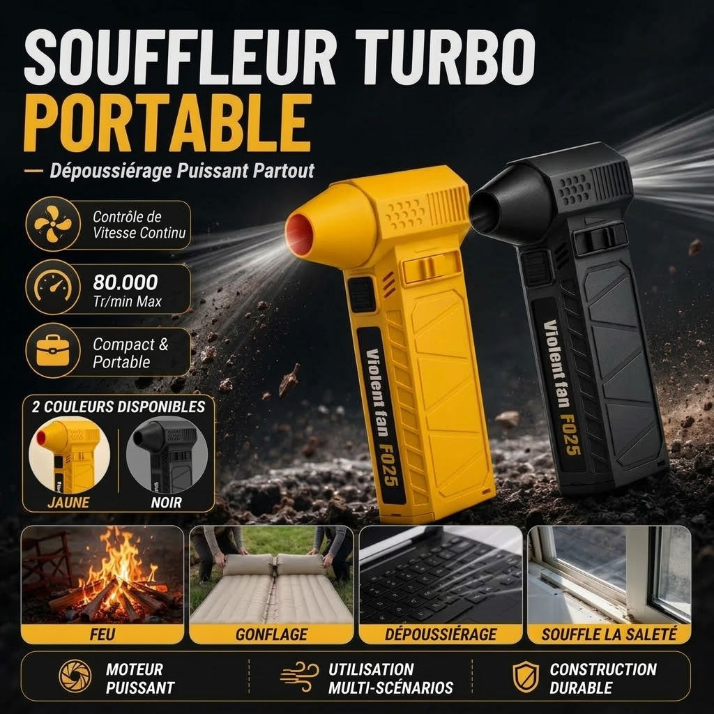 Souffleur turbo portable portatif FISHING™ | Souffleur d'air puissant pour le nettoyage et le séchage de voiture