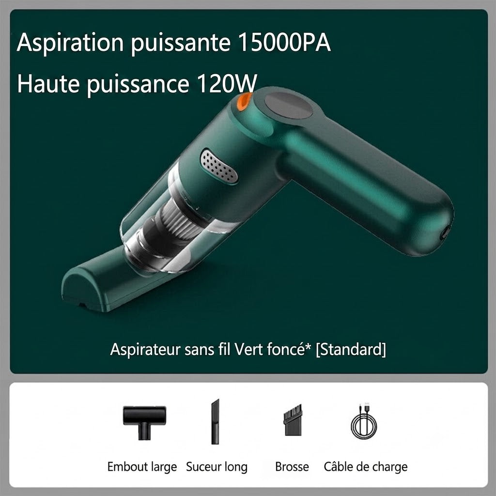 Aspirateur de Voiture Sans Fil Puissant – Compact & Haute Puissance d'Aspiration