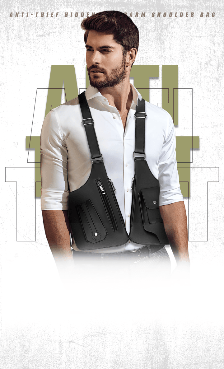Sacoche d'Aisselle Antivol pour Homme et Femme – Sac d'Épaule Discret pour Téléphone, Portefeuille et Clés