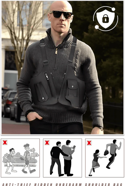 Sacoche d'Aisselle Antivol pour Homme et Femme – Sac d'Épaule Discret pour Téléphone, Portefeuille et Clés