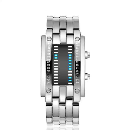 Montre LED Binaire – Acier Inoxydable (Style Futuriste)