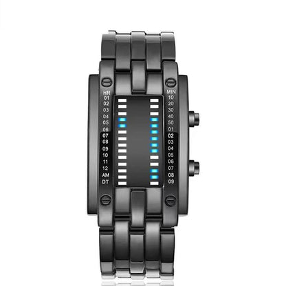 Montre LED Binaire – Acier Inoxydable (Style Futuriste)