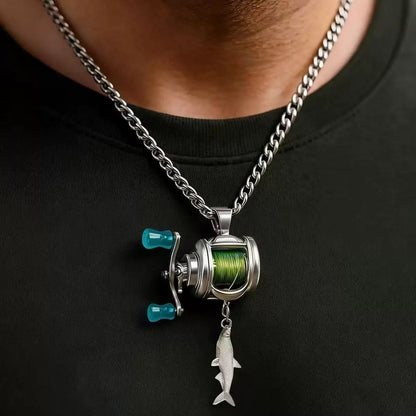 Collier Pendentif Moulinet & Leurre de Pêche