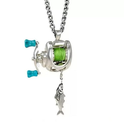 Collier Pendentif Moulinet & Leurre de Pêche