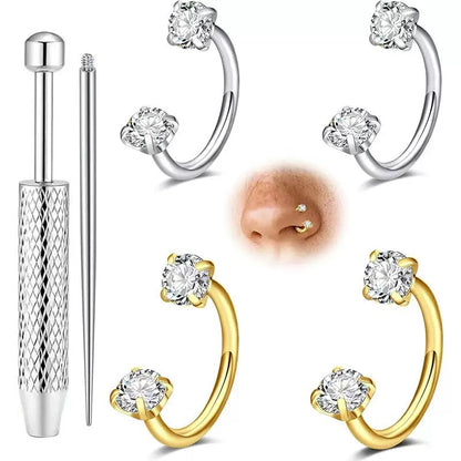 Novisom™ Parure de Bijoux Élégante : Anneau de Nez & Boucles d'Oreilles