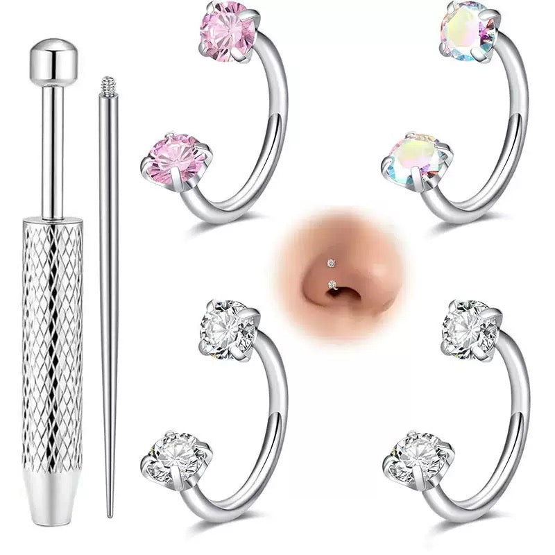 Novisom™ Parure de Bijoux Élégante : Anneau de Nez & Boucles d'Oreilles