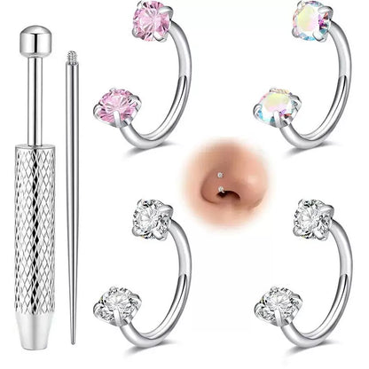 Novisom™ Parure de Bijoux Élégante : Anneau de Nez & Boucles d'Oreilles