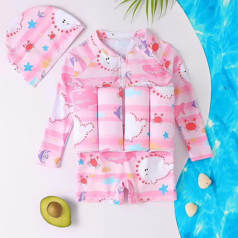 Maillot de Bain Flottant 3-en-1 pour Enfant – Protection Solaire Anti-UV UPF 50+