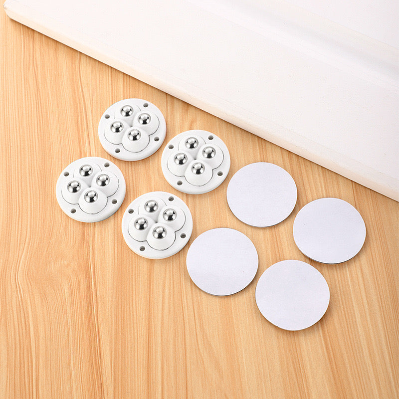 Roulettes pivotantes 360° adhésives GlideEase™ - Installation facile pour meubles et rangements