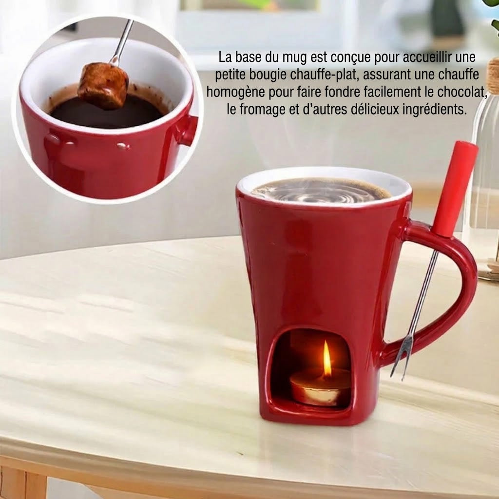 VaraLiving™ Mug Fondue au Chocolat Céramique (avec Fourchette)