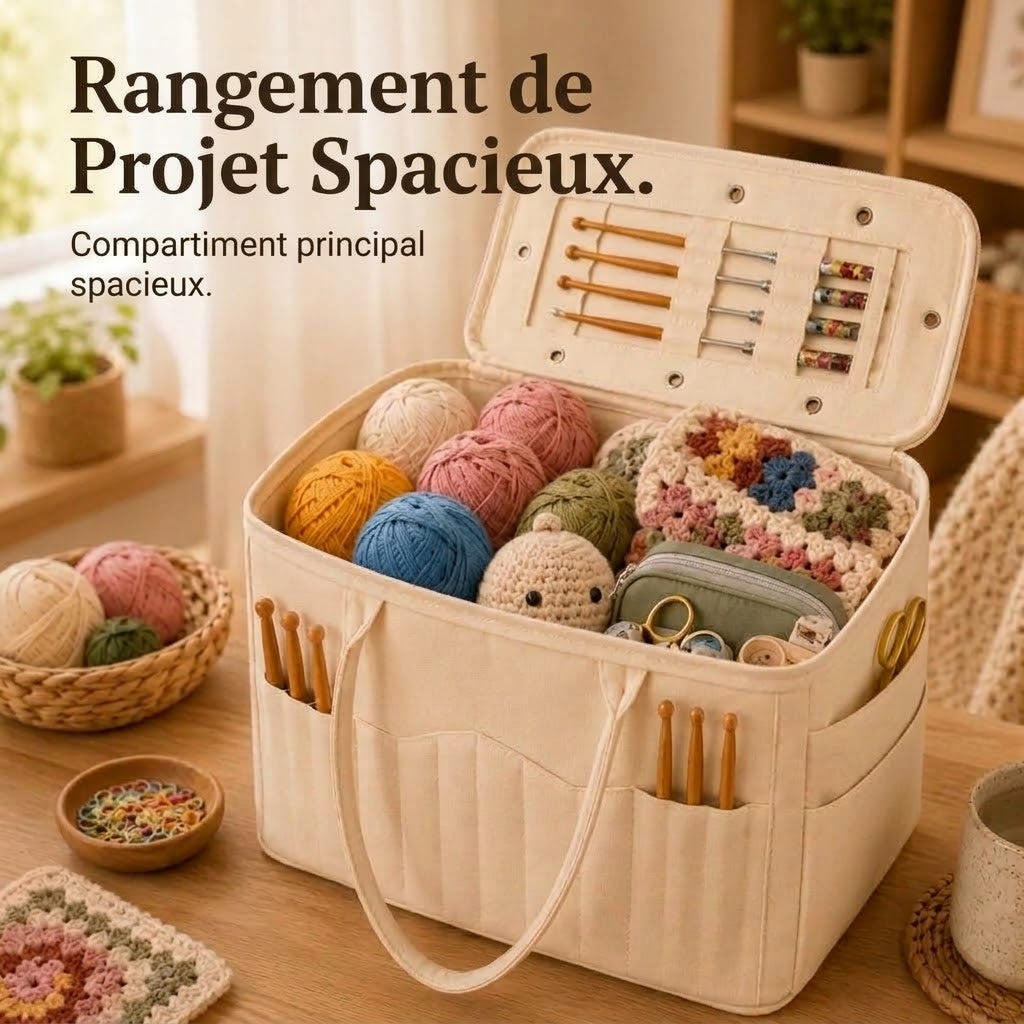 OmniLiving™ Sac de Rangement pour Tricot & Fils en Toile Canvas