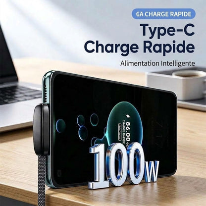 Câble de charge rapide Type-C 90° 100 W NovaPulse™ (nylon tressé / gaming)