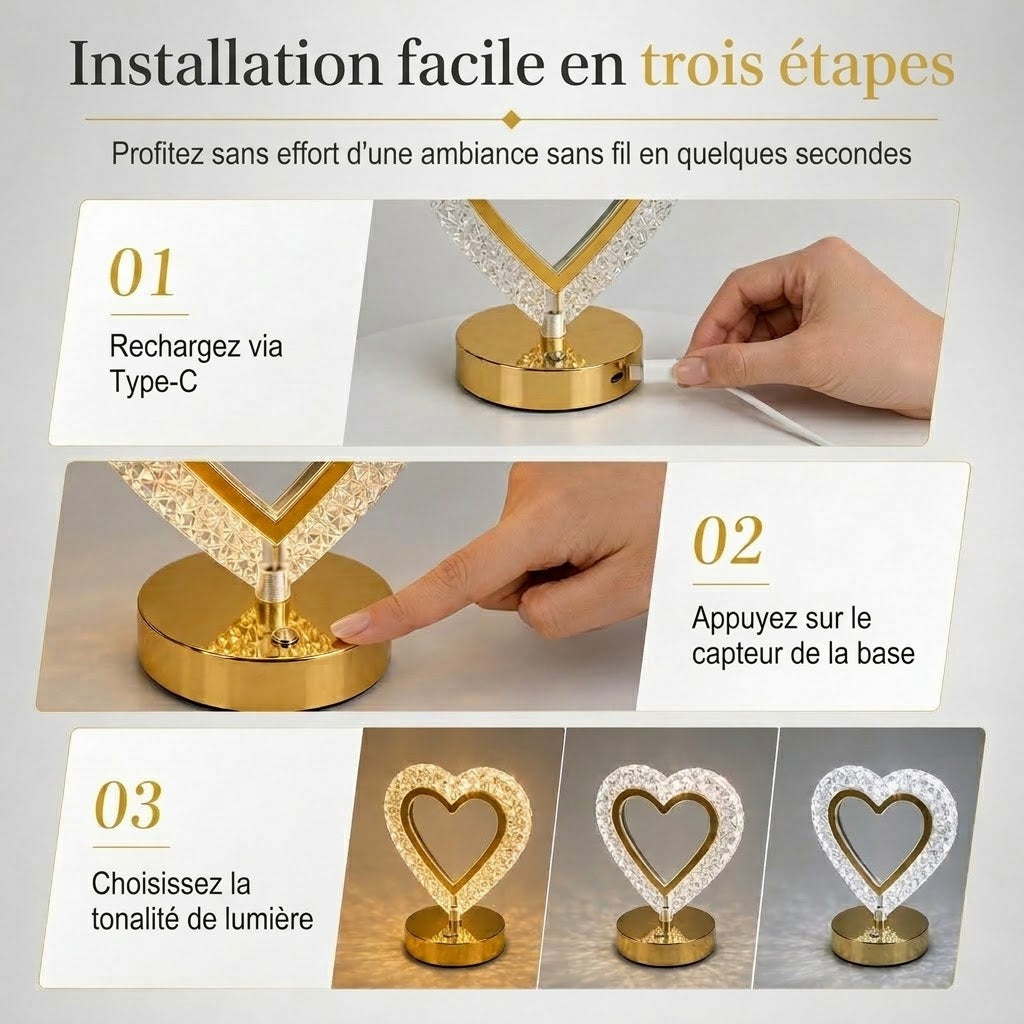 VaraLiving™ Veilleuse Tactile en Cristal Géométrique (Rechargeable USB)