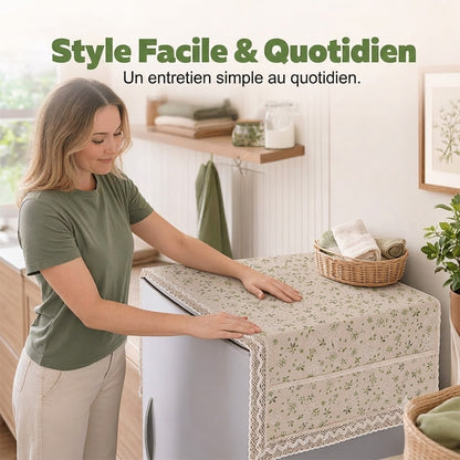 Dernier Jour de Promo ! 💖✨ Housse Anti-Poussière en Lin pour Réfrigérateur (avec Poches de Rangement)