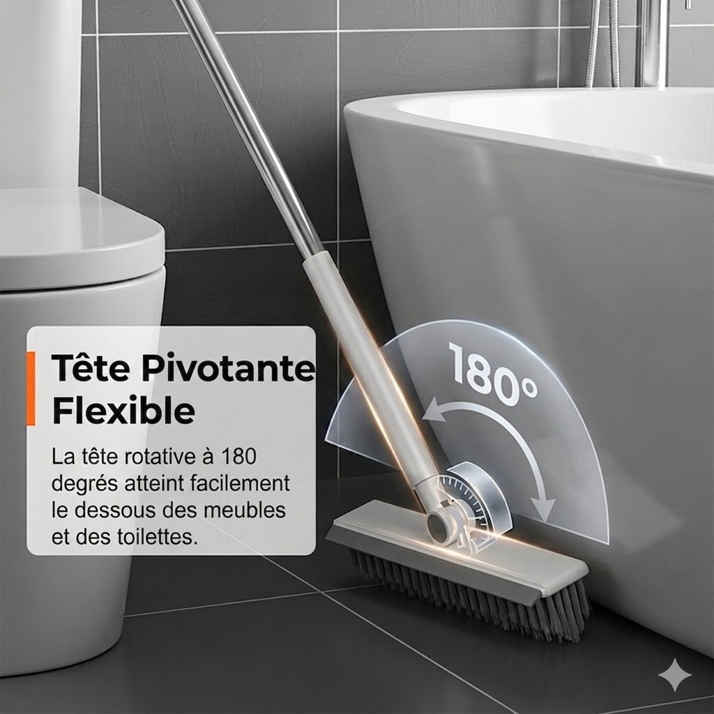 Brosse de Nettoyage 2-en-1 pour Joints & Coins avec Raclette Intégrée
