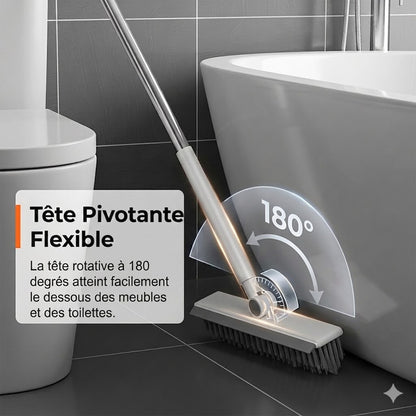 Brosse de Nettoyage 2-en-1 pour Joints & Coins avec Raclette Intégrée