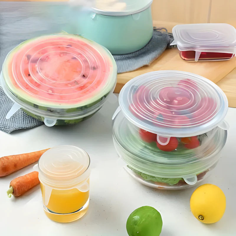 Couvercles en Silicone Réutilisables (Lot de 6) – Élastiques & Écologiques
