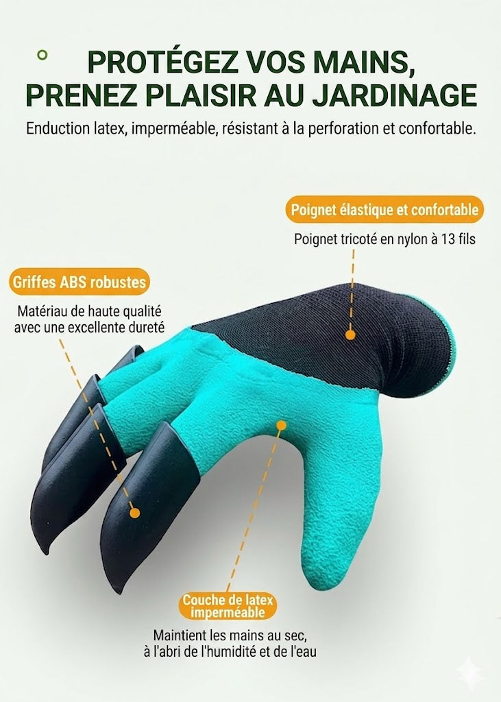 Gants de Jardinage avec Griffes – Creusez & Plantez sans Outils | 1 ACHETÉ = 1 OFFERT