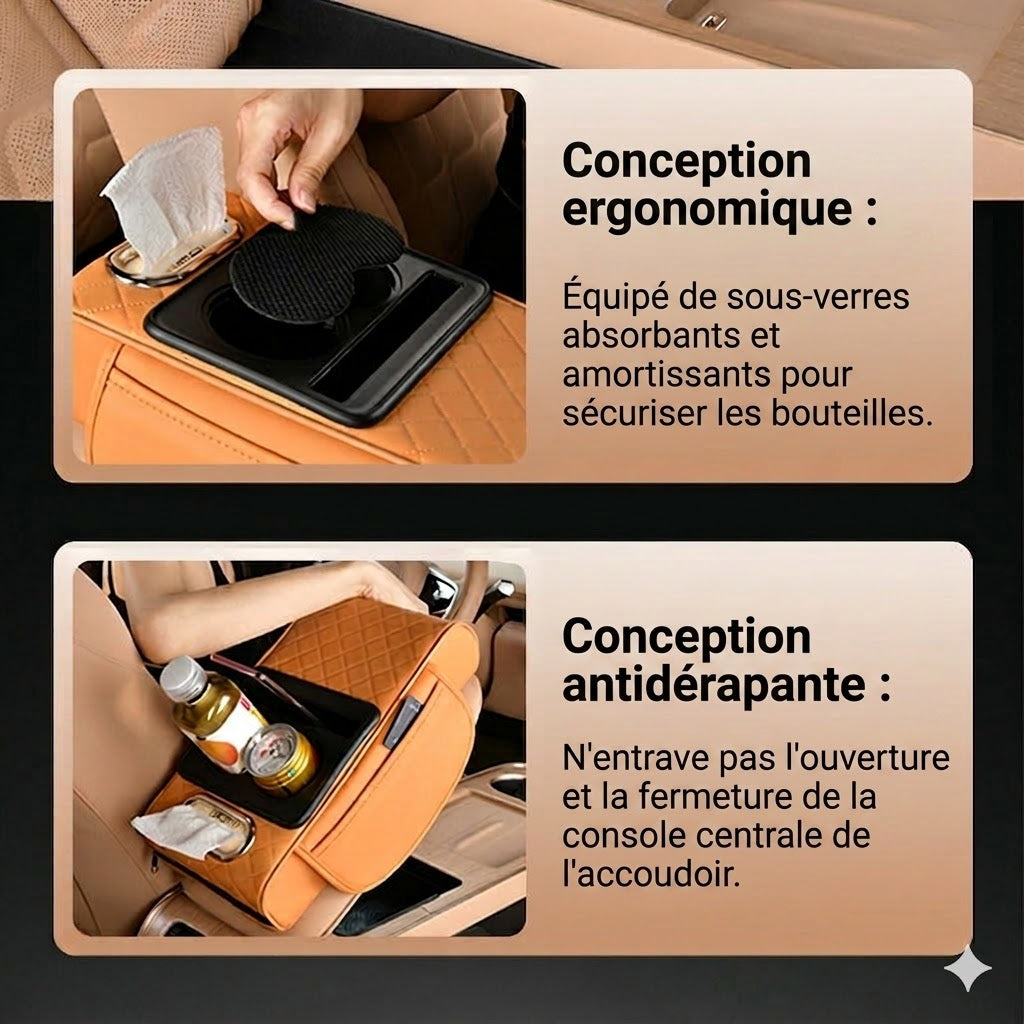 Coussin d'Accoudoir Central Multifonction – Confort Ergonomique & Rangement