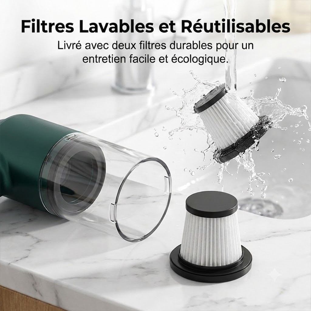 Aspirateur de Voiture Sans Fil Puissant – Compact & Haute Puissance d'Aspiration
