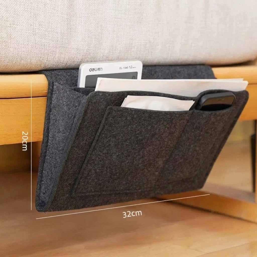 VaraLiving™ Organisateur de Lit Suspendu en Feutre | Poche de Chevet Pratique pour Téléphone, Livres & Télécommande