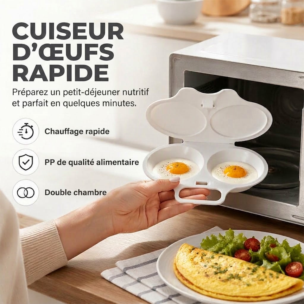 Cuiseur à œufs pour micro-ondes intelligent avec couvercle OmniLiving™