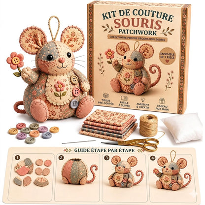 Kit de Couture Souris en Peluche Rétro – Fait Main