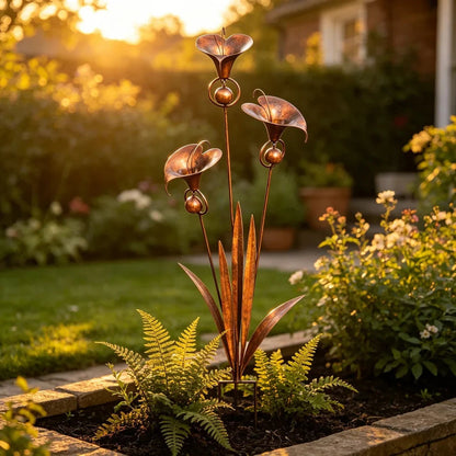 OmniLiving™ Carillon Éolien en Métal Fleur d'Arum | Décoration Jardin & Balcon
