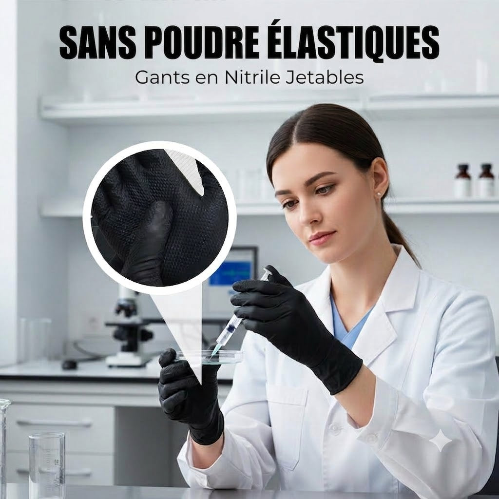 ANBOSON™ Gants en Nitrile Renforcés   Anti-Acide & Anti-Huile, Sans Poudre & Haute Adhérence