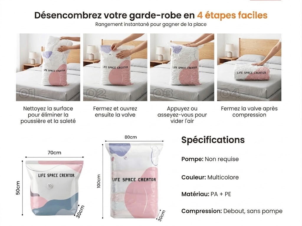 Sac de Compression 3D Sans Pompe