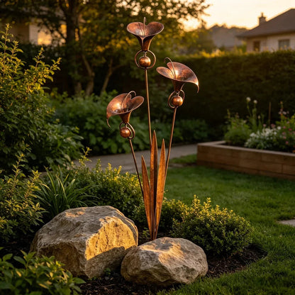 OmniLiving™ Carillon Éolien en Métal Fleur d'Arum | Décoration Jardin & Balcon