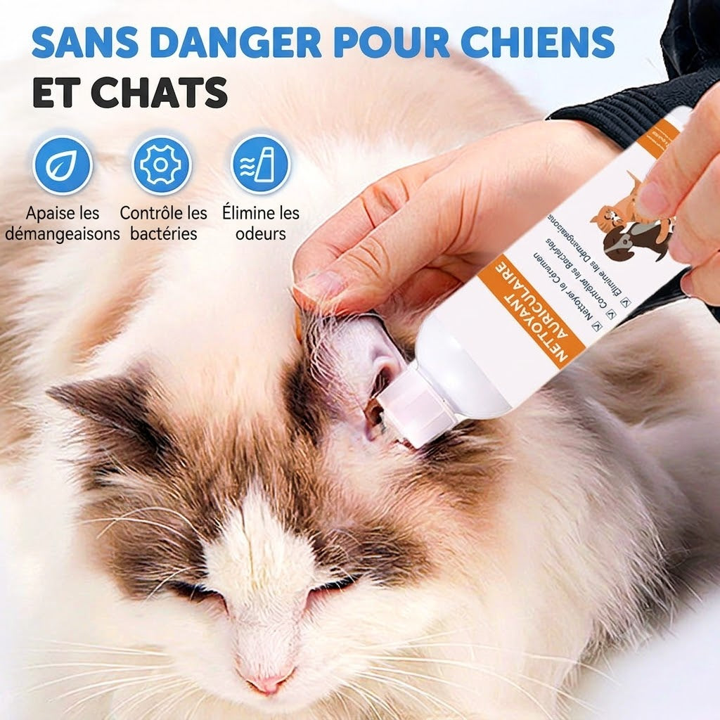 Nettoyant d'Oreilles pour Chiens & Chats – Lotion Auriculaire Douce et Apaisante