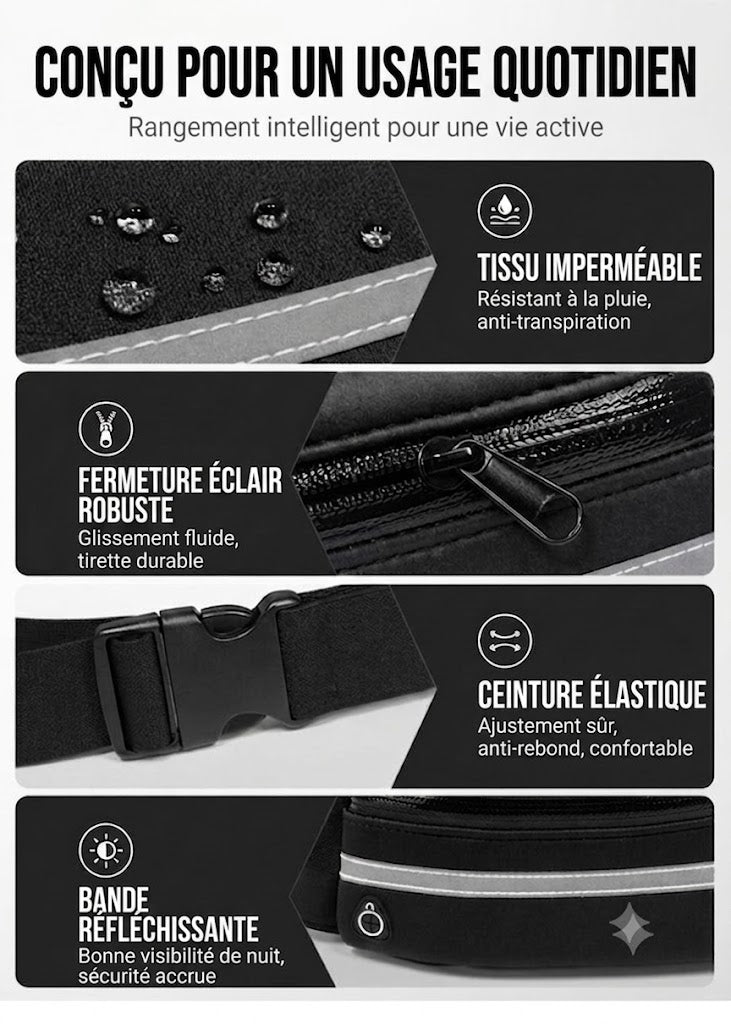 Ceinture de course élastique et banane VeloPack™ | Sac banane résistant à l'eau pour la course et l'entraînement