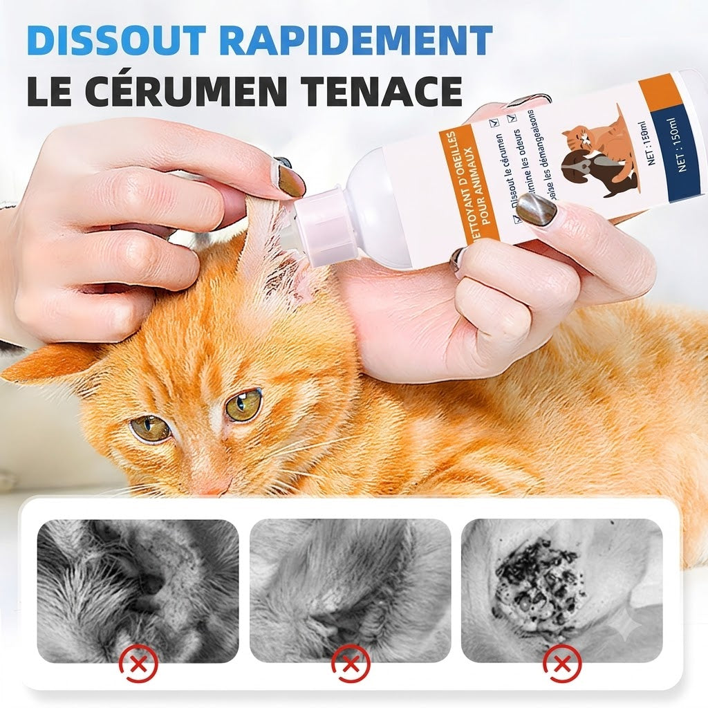 Nettoyant d'Oreilles pour Chiens & Chats – Lotion Auriculaire Douce et Apaisante
