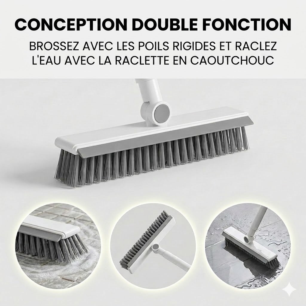 Brosse de Nettoyage 2-en-1 pour Joints & Coins avec Raclette Intégrée