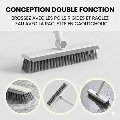 Brosse de Nettoyage 2-en-1 pour Joints & Coins avec Raclette Intégrée